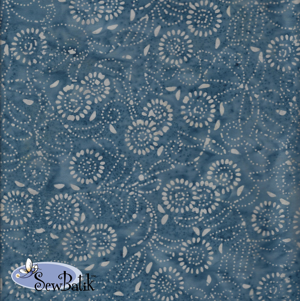 69 Batik Cotton Jersey Knit - Medora Flora - Dusty Denim