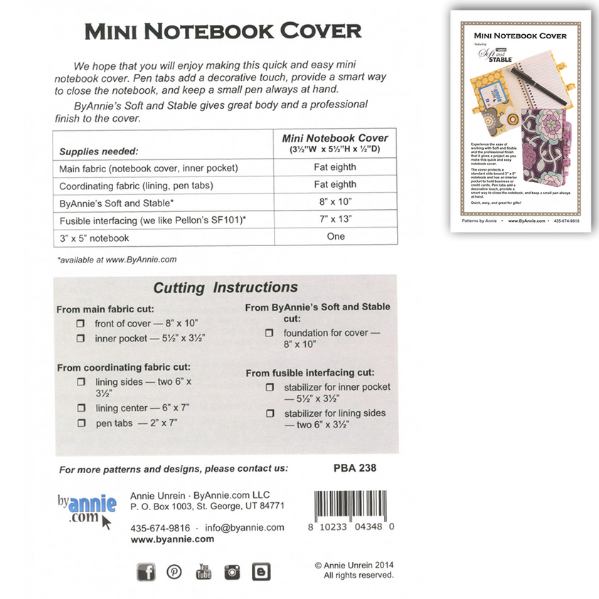 Mini Notebook Cover Pattern Pattern: Mini Notebook Cover byAnnie – SewBatik