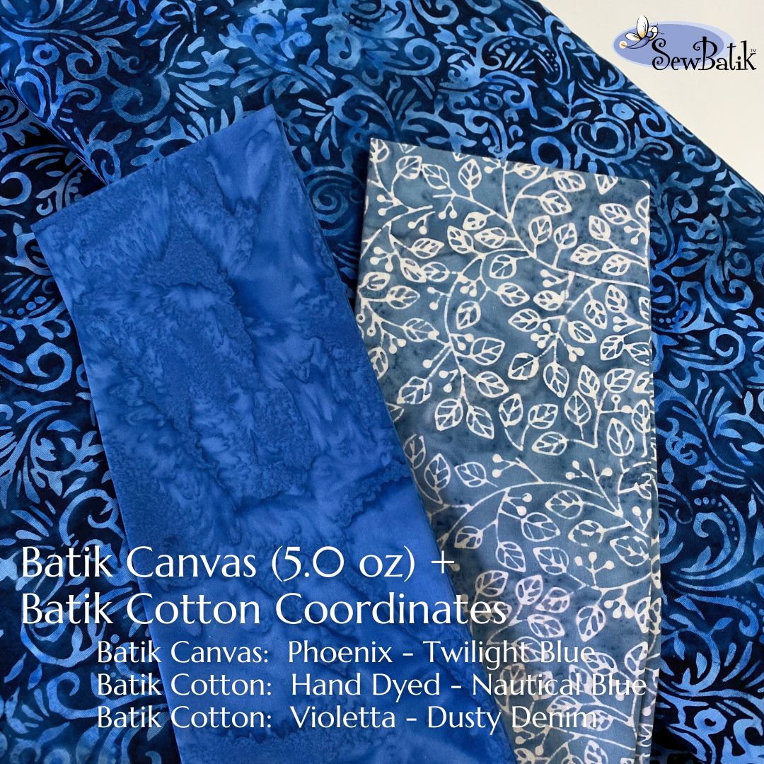 Batik Canvas (1) + (2) Cotton Coordinate - Twilight Blue 2 – SewBatik