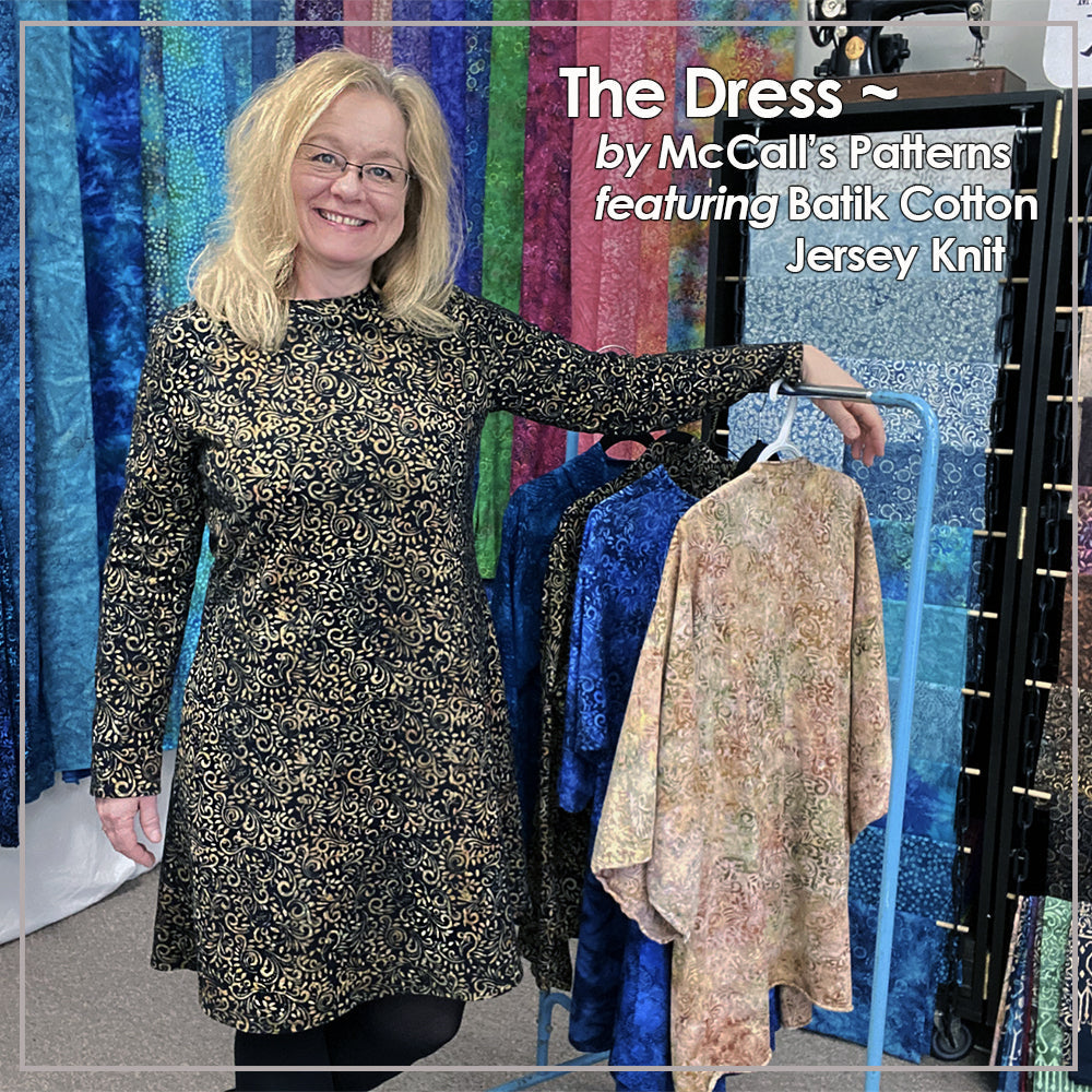Garment Kit - Simple Jersey Knit Dress Sizes: L - XXL / Calf Length - 3/4 Length or Long Sleeve / Phoenix - Tuxedo Brass Garment Kit - Simple Jersey Knit Dress Sizes: L - XXL / Calf Length - 3/4 Length or Long Sleeve / Phoenix - Tuxedo Brass
