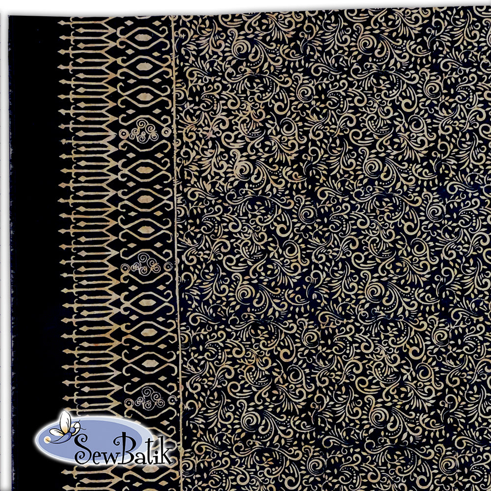 115 Wide Batik - Double Border Phoenix - Tuxedo Brass – SewBatik