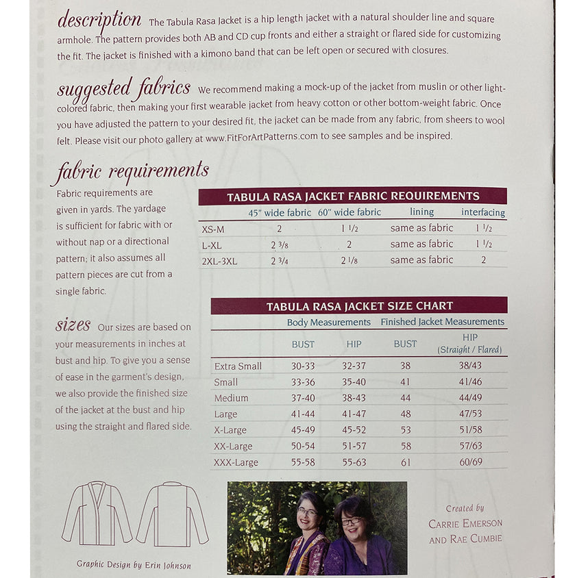 Tabula Rasa Patterns Pattern: Tabula Rasa Jacket - Fit For Art – SewBatik